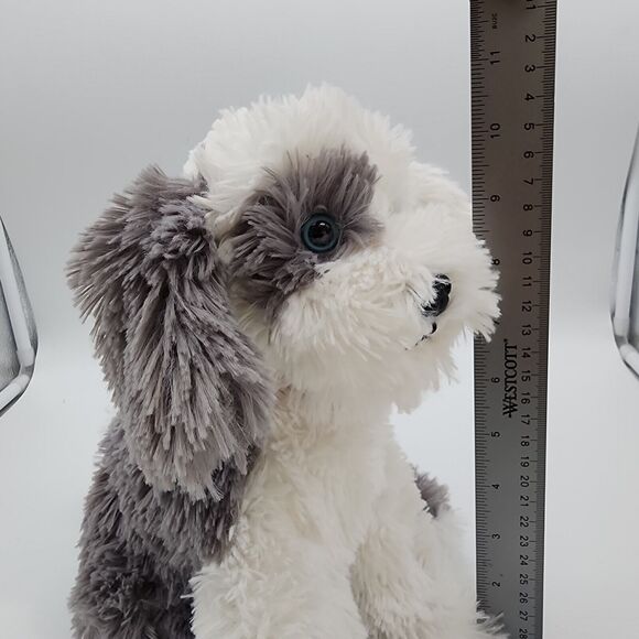 FAO Schwarz Gray White Sheep Dog Plush 10” Red Sparkle Collar Stuffed Animal Toy - Picture 9 of 11